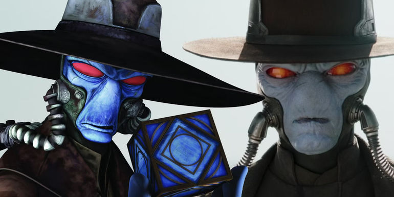 Cad Bane Animated, holding holocron; and live-action