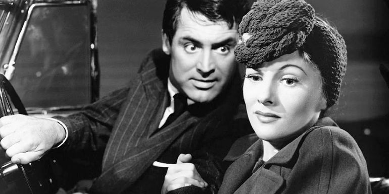 Cary Grant as Johnnie Aysgarth and Joan Fontaine as Lina McLaidlaw Aysgarth in Suspicion (1941) directed by Alfred Hitchcock