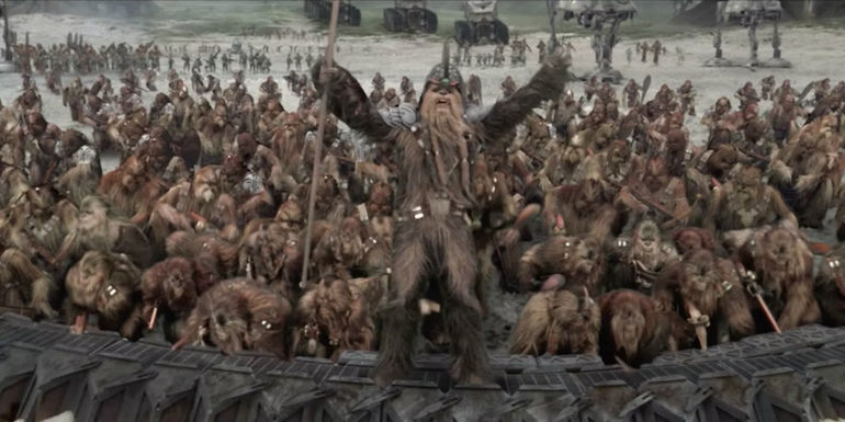 The Wookiees preparing for battle in Revenge oif the Sith