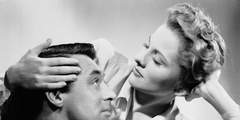 Cary Grant as Johnnie Aysgarth and Joan Fontaine as Lina McLaidlaw Aysgarth in Suspicion (1941) directed by Alfred Hitchcock