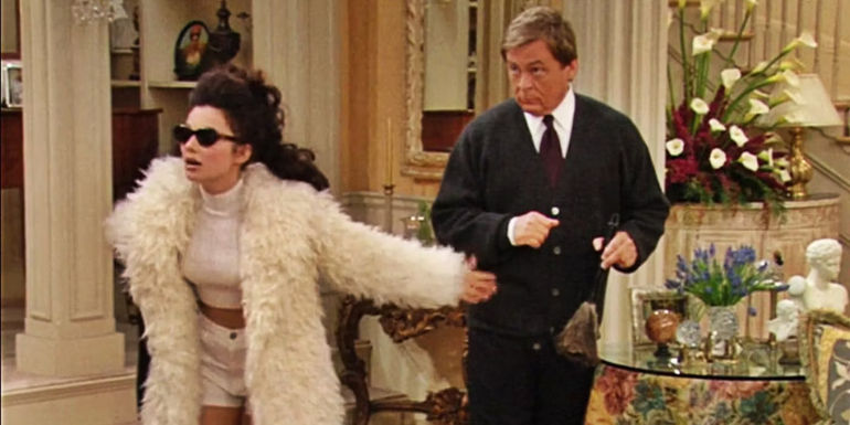 Fran in a fur coat in the Nanny