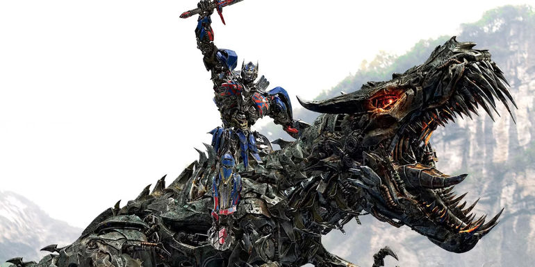 Optimus Prime rides a T-rex Dinobot in Transformers 4.