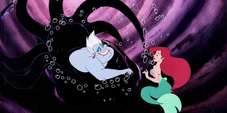 Pat Carroll as Ursula and Jodi Benson as Ariel about to make a deal in The Little Mermaid