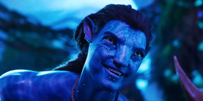 Jake Sully grins in Avatar: The Way of Water