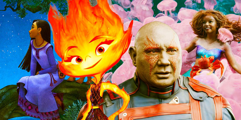 Disney movies Wish Elemental Guardians of the Galaxy and Little Mermaid