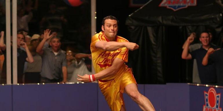 Pete throws a ball in Dodgeball