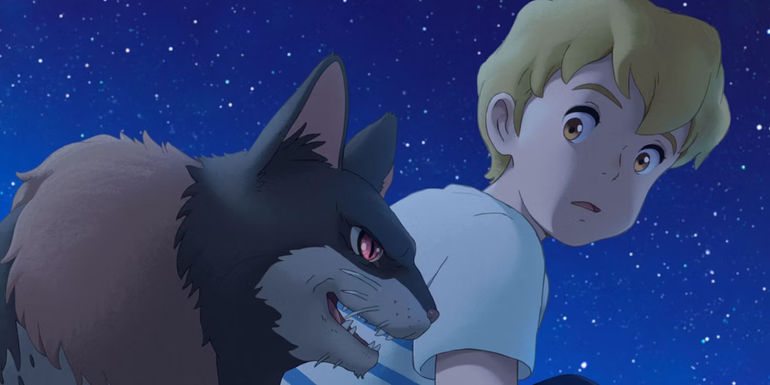 Screen capture from movie The Imaginary of Rudger and a cat creature.