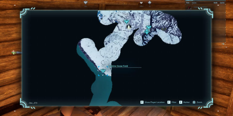 Image of the location where Sibelyx can be found in the Pristine Snow Field in Palworld