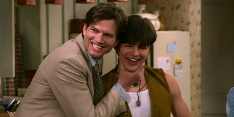 Ashton Kutcher and Mace Coronel as Michael and Jay Kelso in That '90s Show