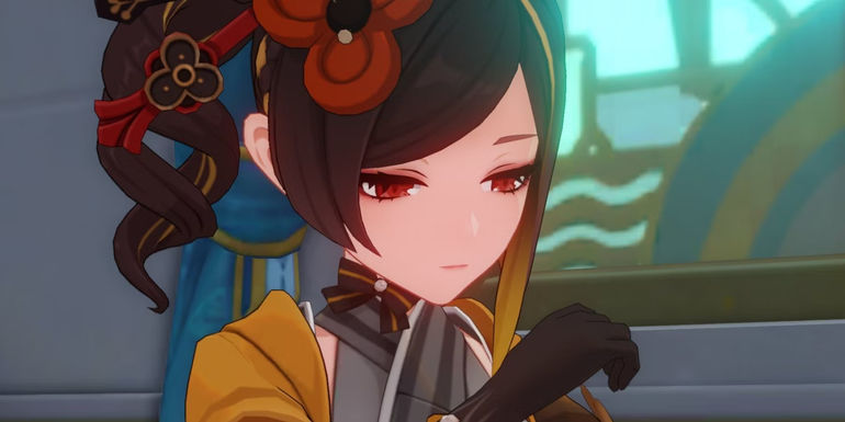 A screenshot of Genshin Impact, showing new character Chiori in-game during the Version 4.3 event 