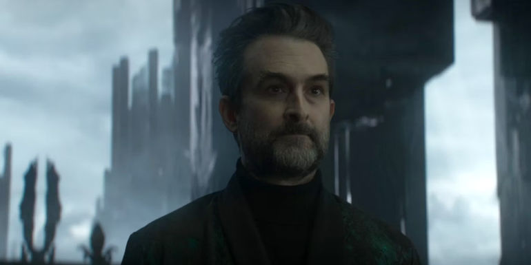 Hades standing in front of his throne in the Underworld in Percy Jackson episode 7