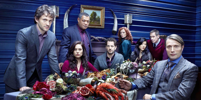 The cast of Hannibal sat round a table