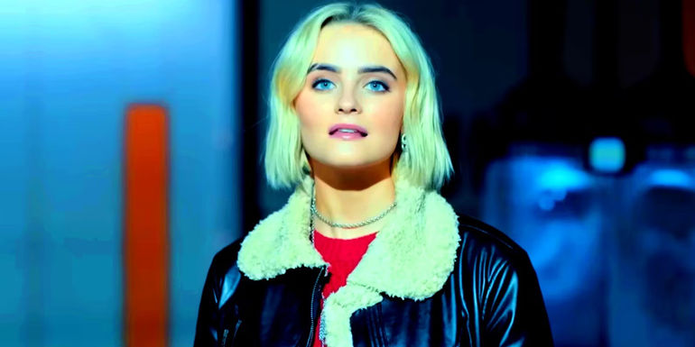 Millie Gibson as Ruby Sunday staring at something in Doctor Who