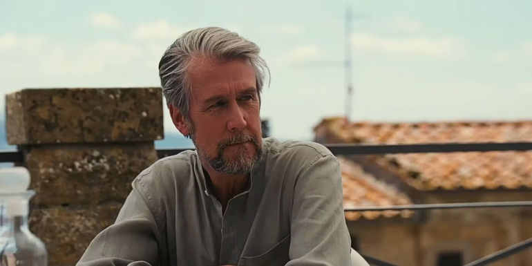 Connor Roy (Alan Ruck) sits outside in Succession