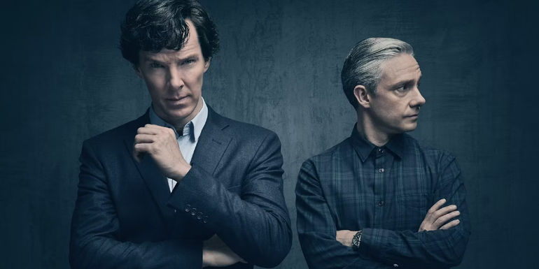 Sherlock Holmes and Watson in a promo photo.