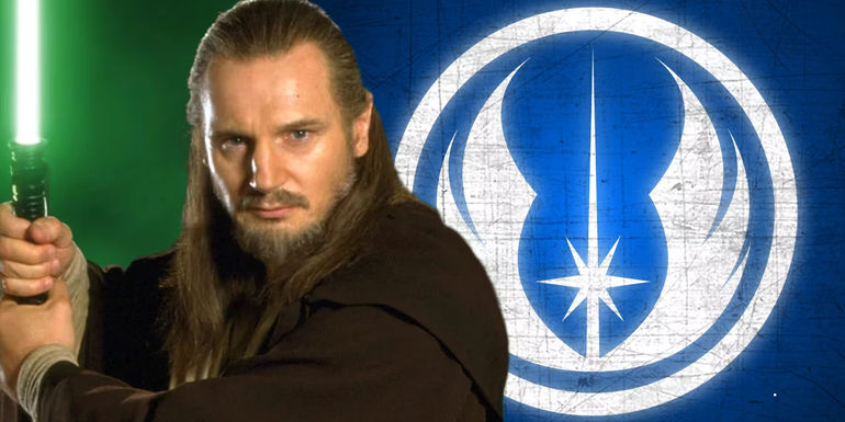 Qui-Gon Jinn and the symbol of the Jedi Order.