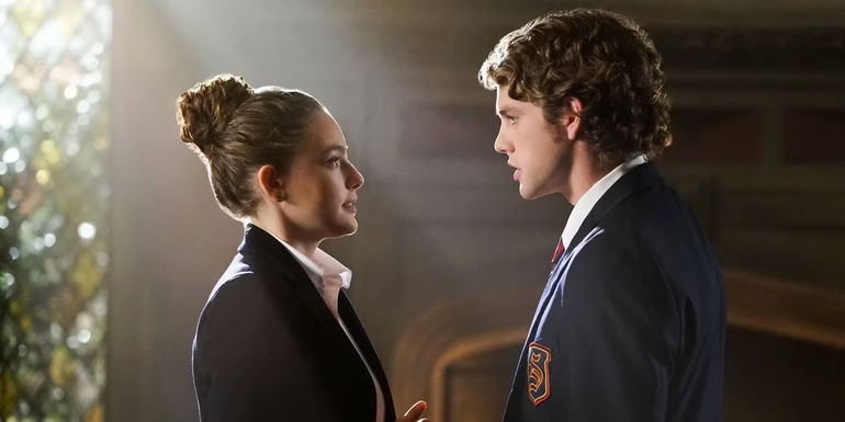 Roman Sienna (Jedidiah Goodacre) and Hope (Danielle Rose Russell) talking to one another in The Originals.