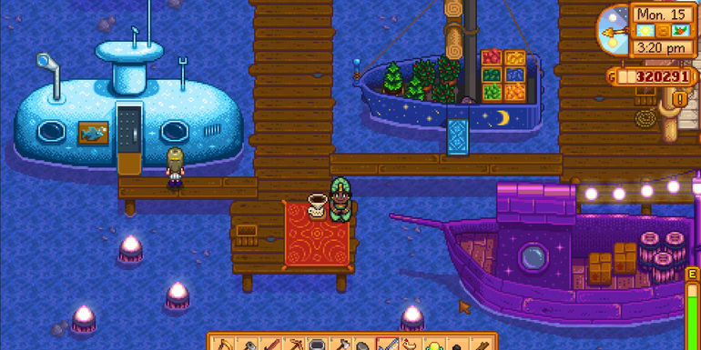 Image of the entrance to the submarine at the Night Mark in Stardew Valley