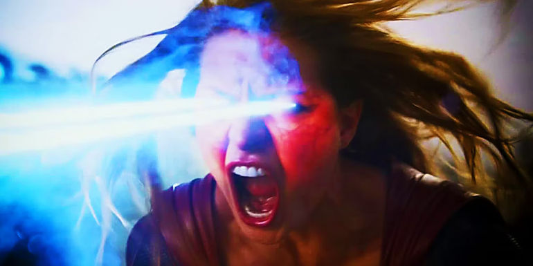 Supergirl firing her laser eyes in the Arrowverse
