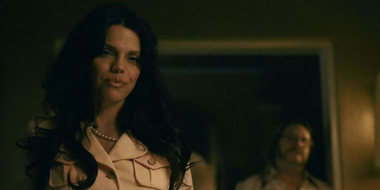 Vanessa Ferlito as Isabel and Christian Tappan as Arturo Mesa in a scene from Griselda.