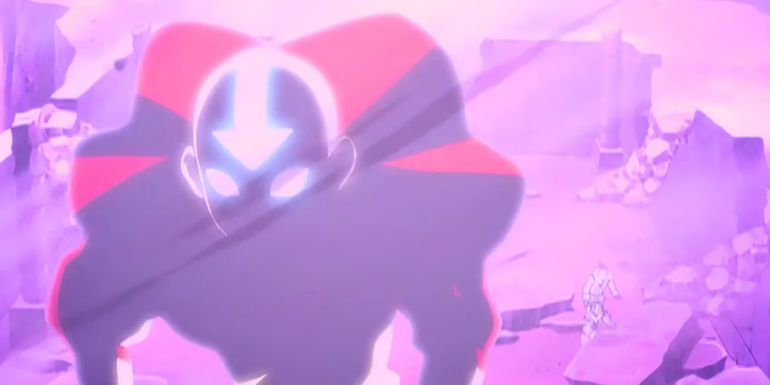 Aang uses the Avatar state at the Southern Air Temple in ATLA