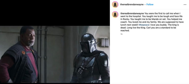 Brendan Wayne Carl Weathers Tribute post screenshot