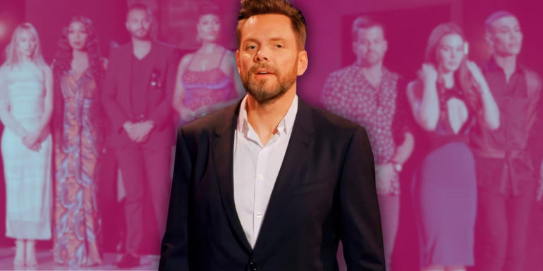 house of villains montage with pink background