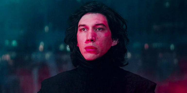 Adam Driver as Kylo Ren looking resolute in Star Wars: The Force Awakens.