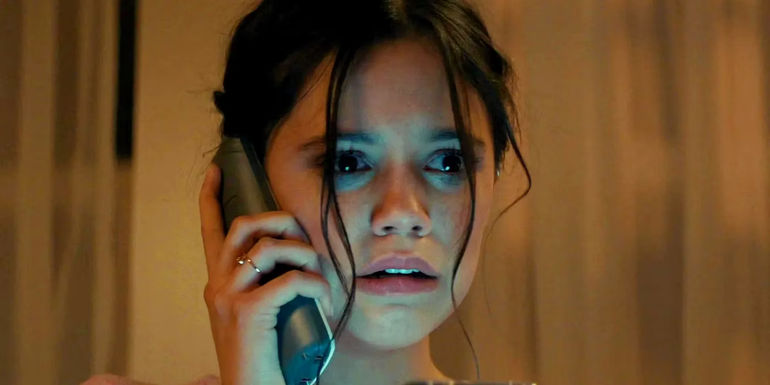 Jenna Ortega looking distressed in Scream.