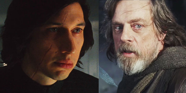 Luke Skywalker and Ben Solo/Kylo Ren in The Last Jedi