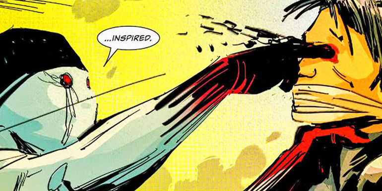 Muse attacking a civilian in Marvel Comics