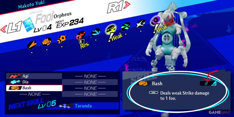 persona 3 reload orpheus bash skill