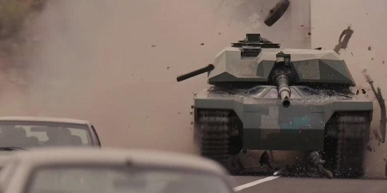 The tank on the highway in Fast and Furious 6. 