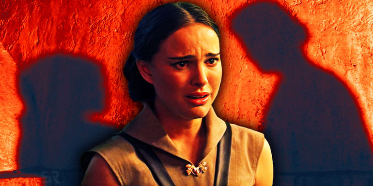 Padme Amidala and the shadows of Padme and Anakin.