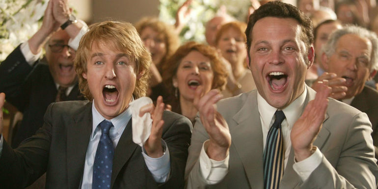 Vince Vaughn and Owen Wilson celebrating in Wedding Crashers