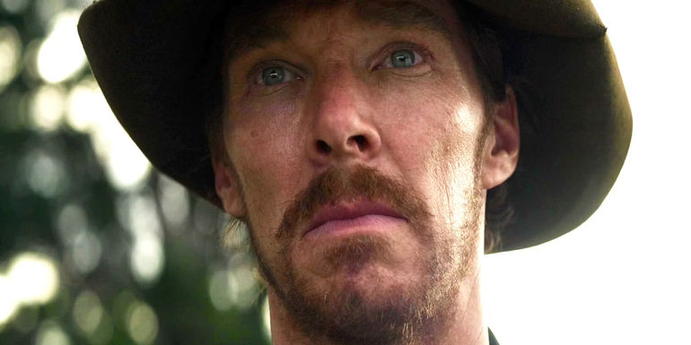Benedict Cumberbatch looking intense in The Power of the Dog.