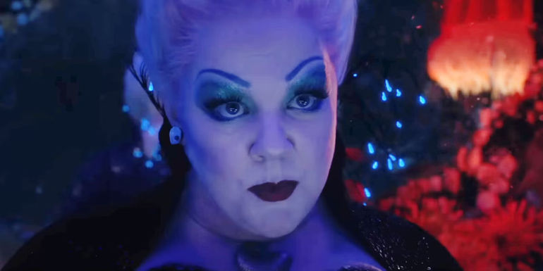 Melissa McCarthy as Ursula looking serious in The Little Mermaid