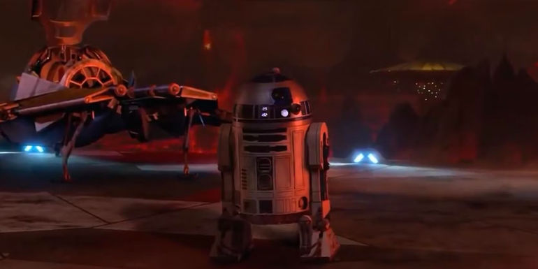 R2-D2 on Mustafar in Star Wars Revenge of the Sith