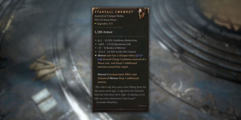 Starfall Coronet in Diablo 4