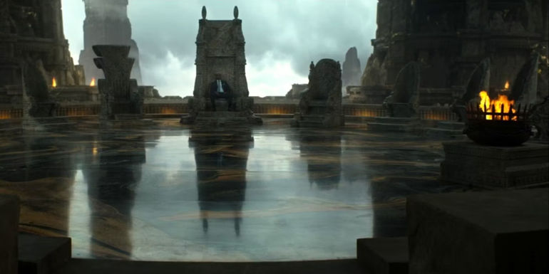 Lance Reddick as Zeus in the Olympus throne room in Percy Jackson and the Olympians season 1, episode 8.