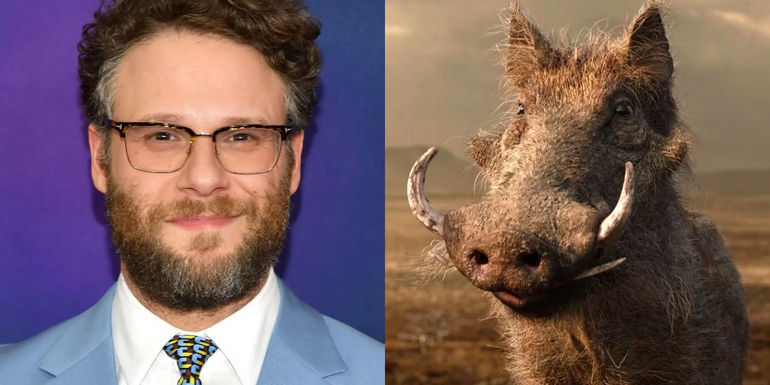 Seth Rogen as Pumbaa in The Lion King 2019 cast