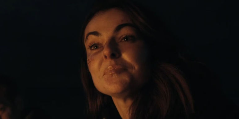 Serina Swan looking emotional and happy as Karla Dixon in Reacher