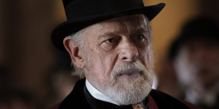 Gerald McRaney looking surprised in Deadwood The Movie