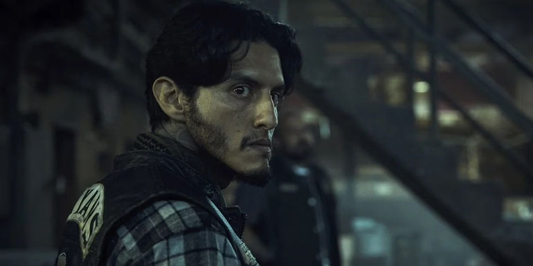 Coco (Richard Cabral) looking over his shoulder angrily in Mayans M.C.
