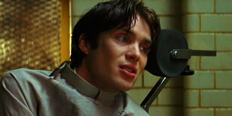 Jonathan Crane in a straightjacket in Batman Begins