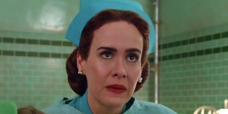 Sarah Paulson as Nurse Ratched looks disappointed in a scene from Ratched.