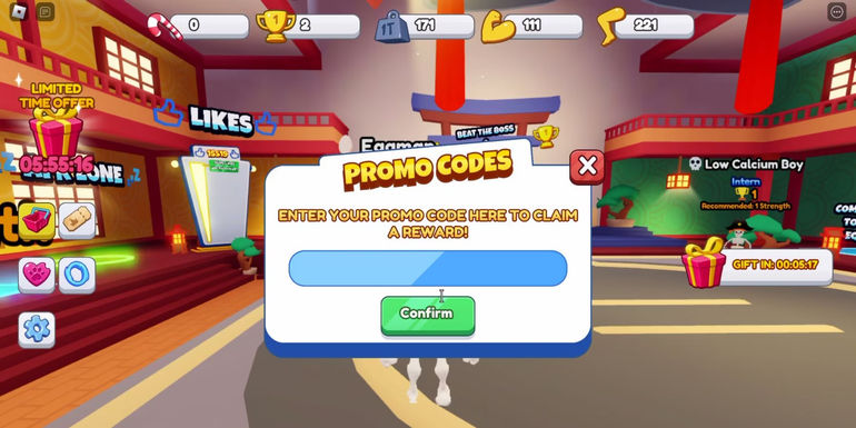Roblox: Sumo Wrestling Simulator Codes - the promo codes button