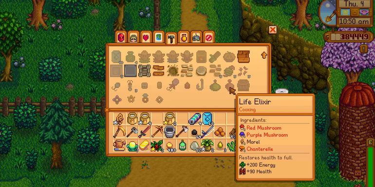 Image of the required ingredients to make Life Elixir in Stardew Valley