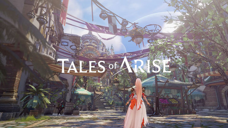 Tales of Arise city exploration with game logo