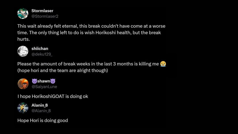 Fans reacting to the manga's sudden break (Image via Sportskeeda/X)